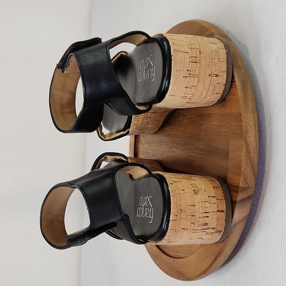 Franco Sarto Black Platform Cork Sandals. Size 6.5 I - Picture 4 of 6